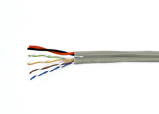 CAT6+2x0.5MM2 Pure Copper Siamese Camera Cable , Round Shape Outdoor Bulk CCTV Wire
