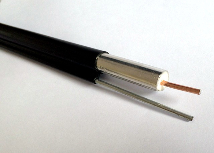 QR500M Weld AL Tube 75 Ohm Coax Cable CATV With Galvanized Steel Messenger Drop Wire