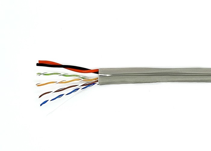 CAT6+2x0.5MM2 Pure Copper Siamese Camera Cable , Round Shape Outdoor Bulk CCTV Wire