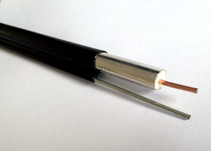 QR500M Weld AL Tube 75 Ohm Coax Cable CATV With Galvanized Steel Messenger Drop Wire