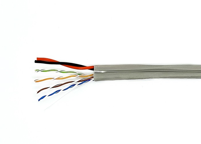CAT6+2x0.5MM2 Pure Copper Siamese Camera Cable , Round Shape Outdoor Bulk CCTV Wire